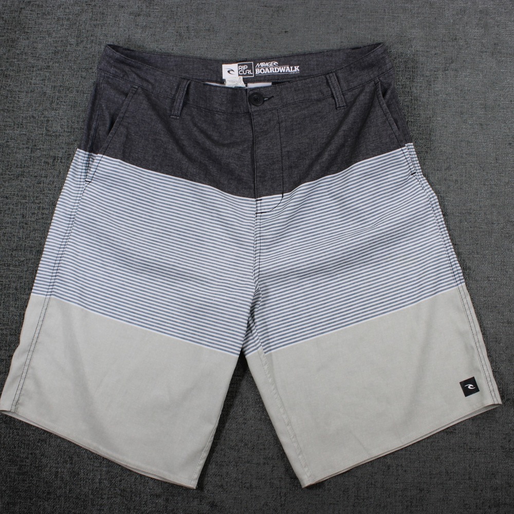 Rip Curl Mirage Boardwalk Hybrid Shorts Mens 34 Gray Striped  Boardshort